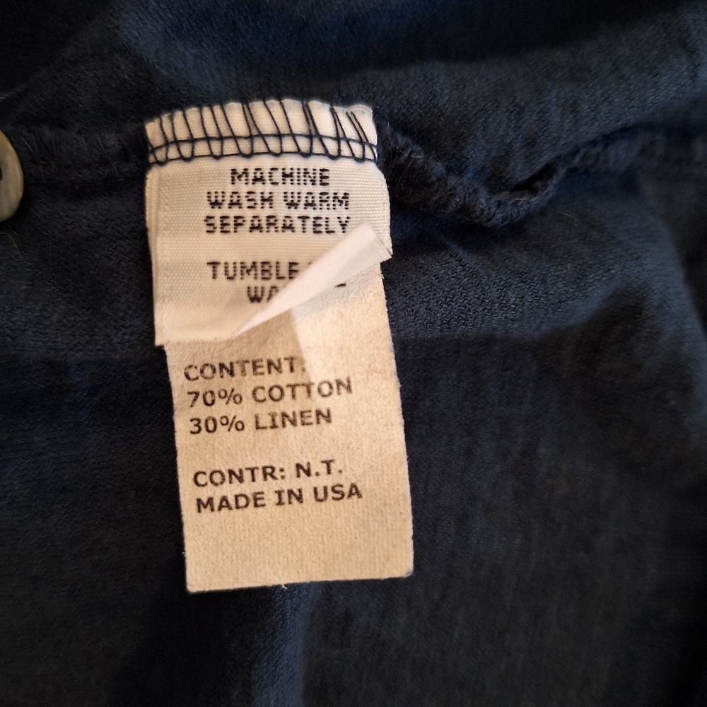 Cut Loose Linen Blend navy Long Sleeve Cardigan Sz Large *C6 - Picture 4 of 4